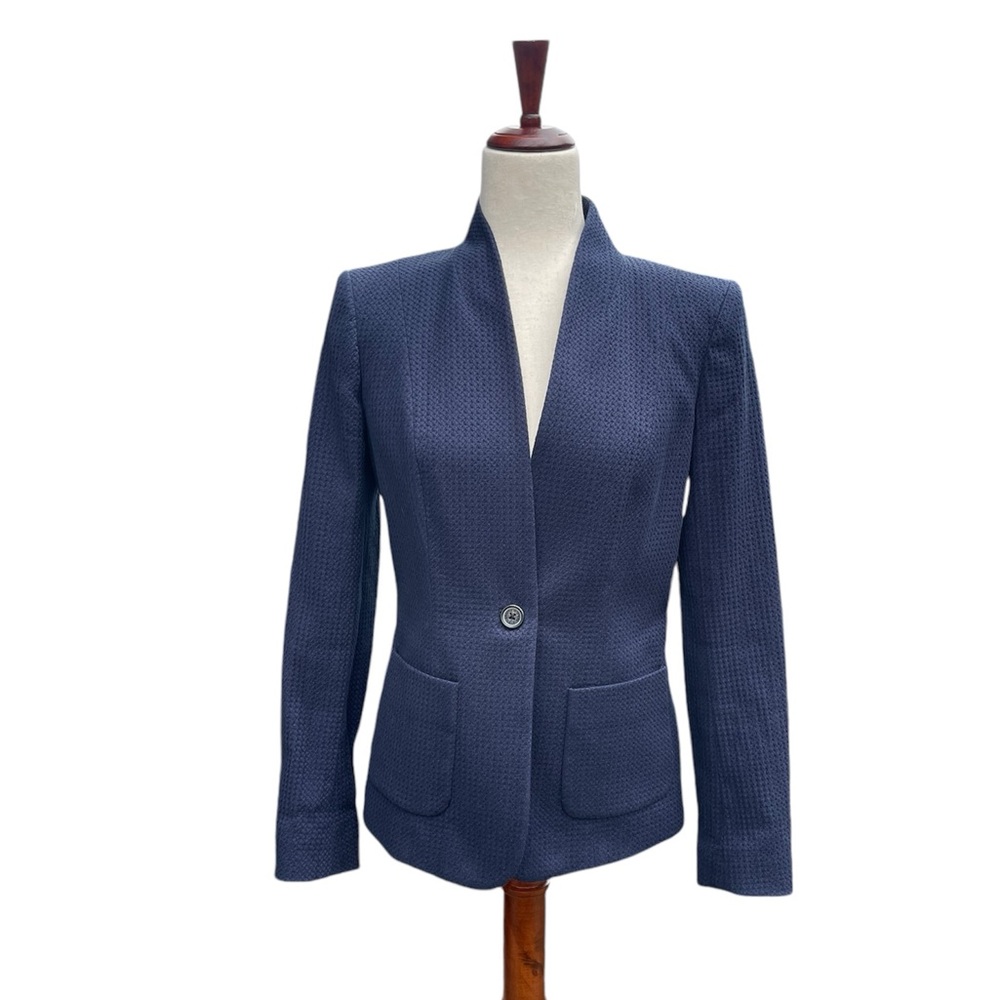 Brooks Brothers Women’s Navy Textured Classic Single Button Blazer w Pockets 6